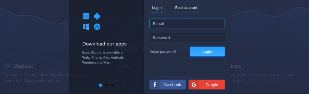 Expertoption login account