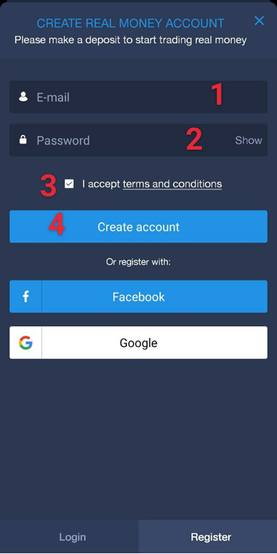 Press on “Create account”
            