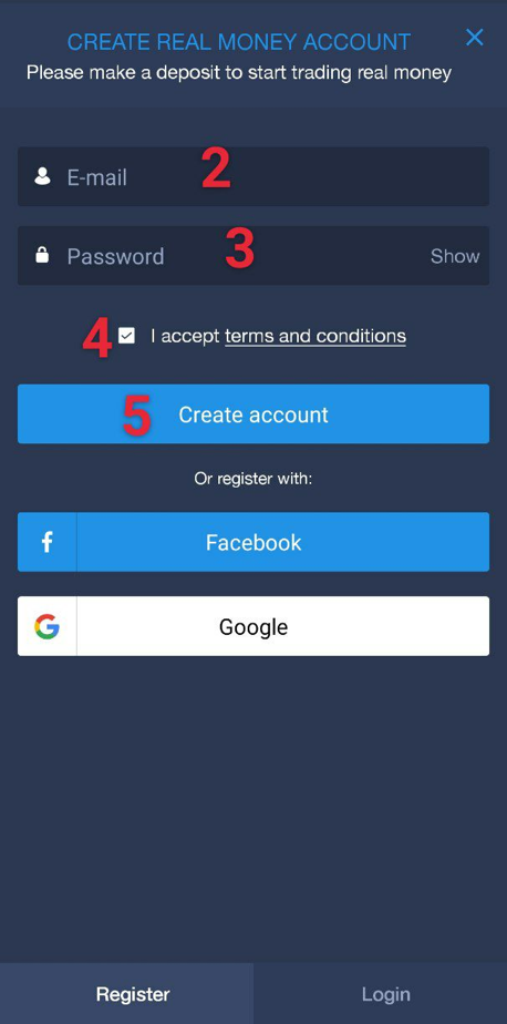 Press on “Create account”
            