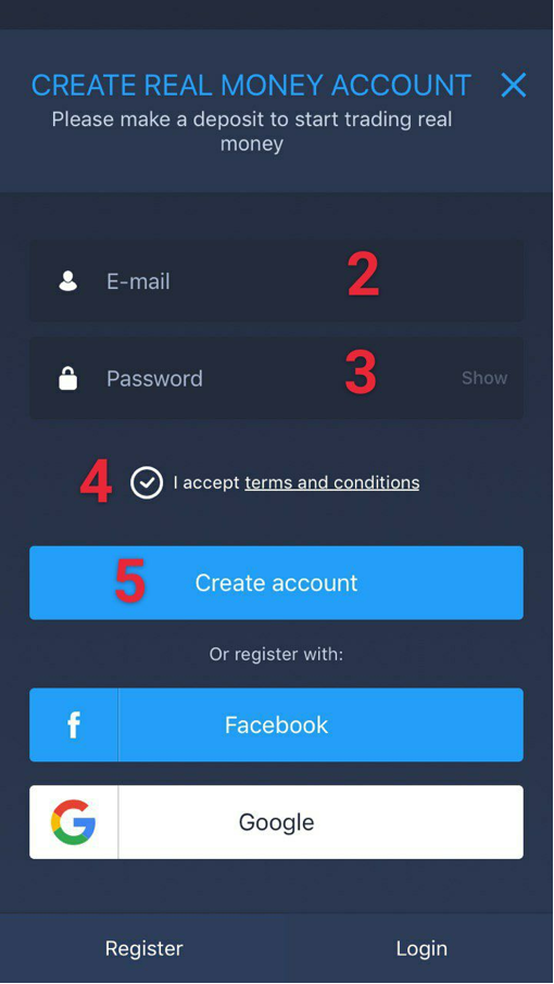 Press on the “Create account” button
            