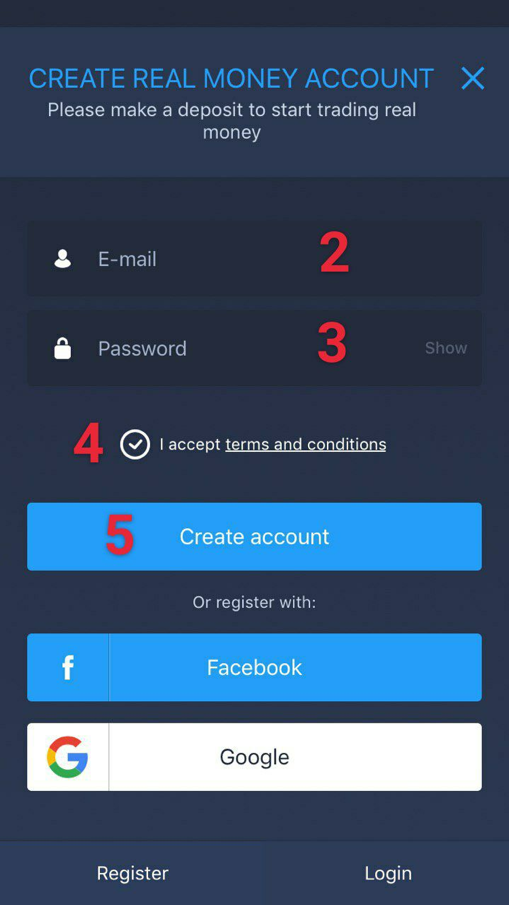 Press on the “Create account” button
            